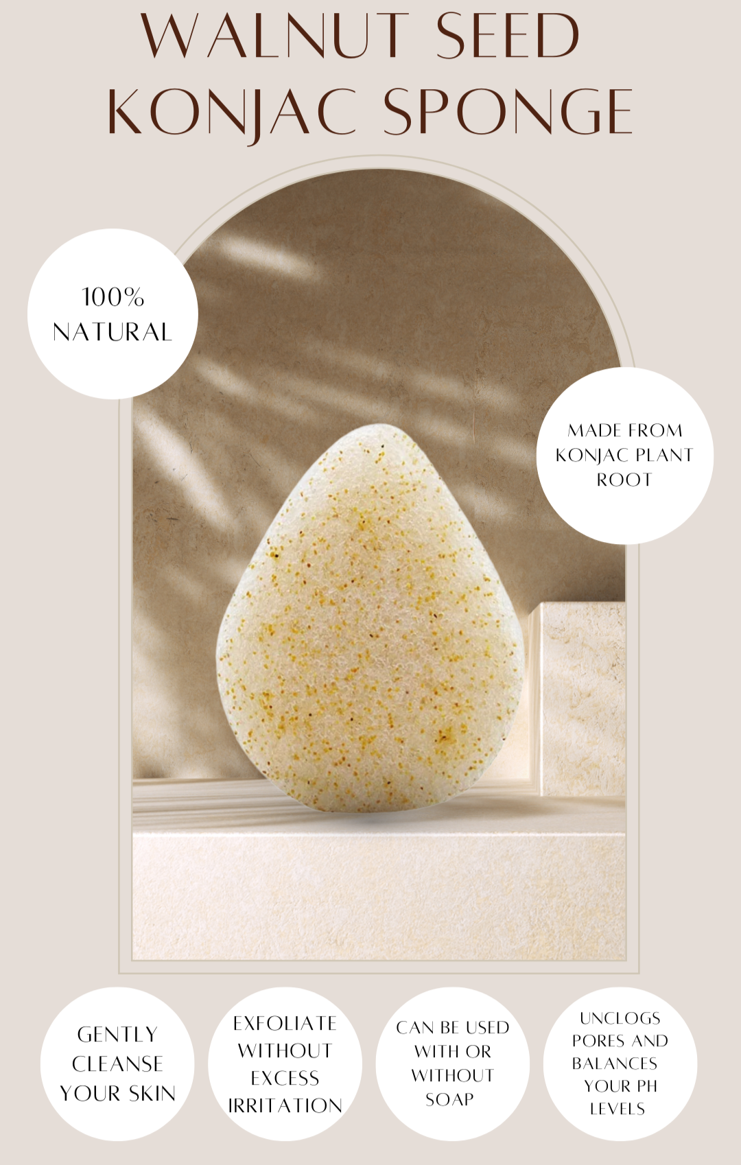 WALNUT SEED AND KONJAC SPONGE + TOTE